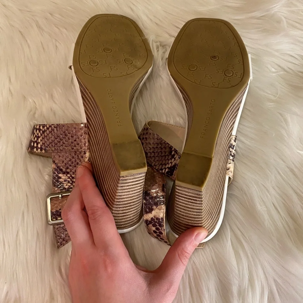 Franco Sarto snakeskin & white wedges size 9